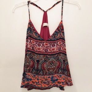 Multicolor Printed V-neck Tank Top